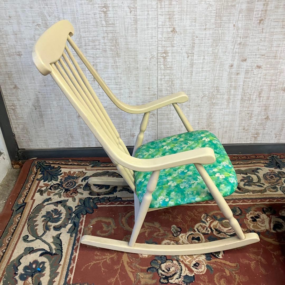 昭和レトロ 鳥取家具 花柄 木製 ロッキングチェア アームチェア ベントウッド