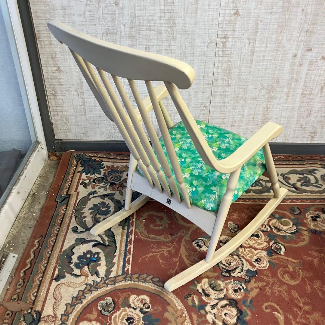 昭和レトロ 鳥取家具 花柄 木製 ロッキングチェア アームチェア ベントウッド
