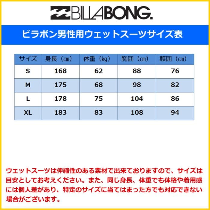 ビラボン　タッパー　サーフィン　ウェットスーツ