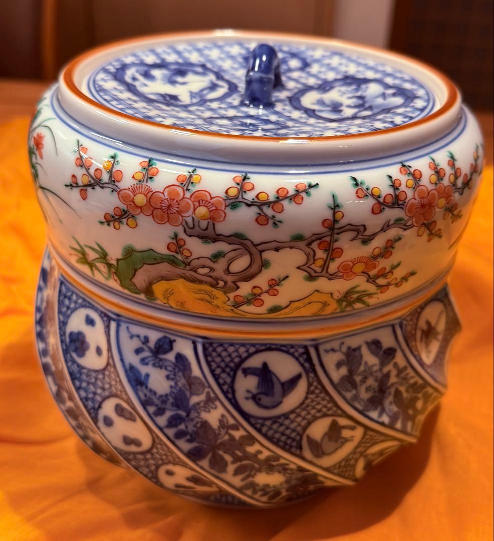 茶道具　水差し(色絵祥瑞四君小図　三浦竹泉作)