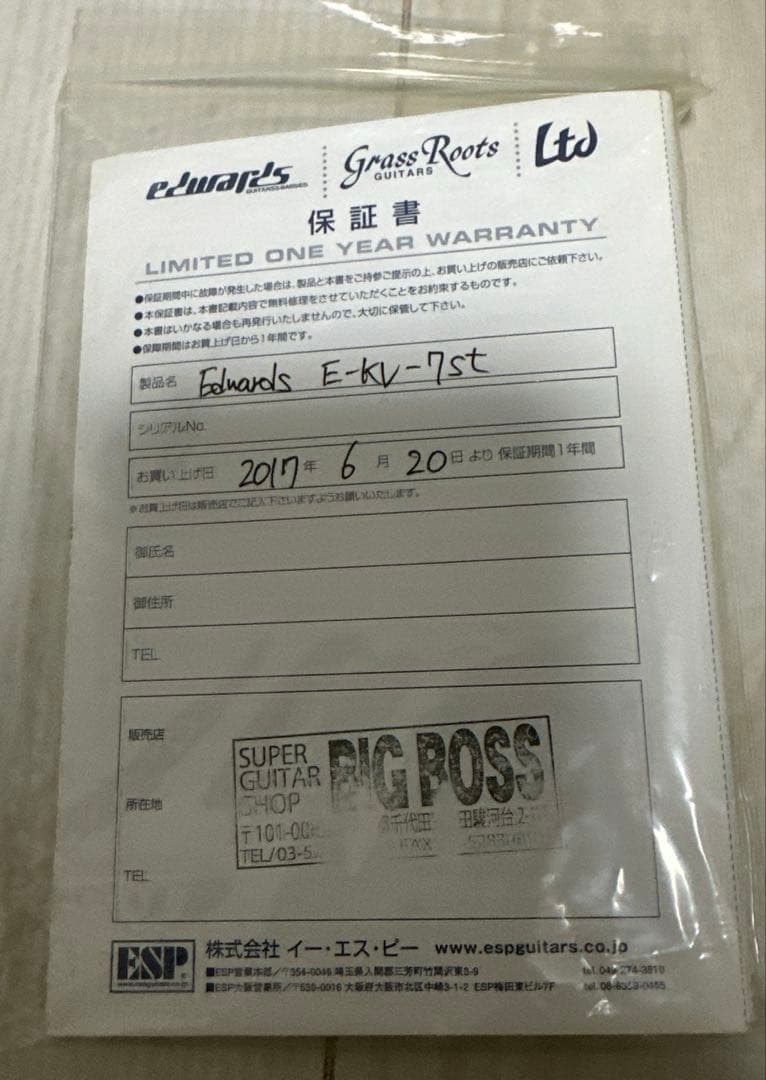 フ*ー様 Edwards E-KV-7st 薫 dir en grey 666ス