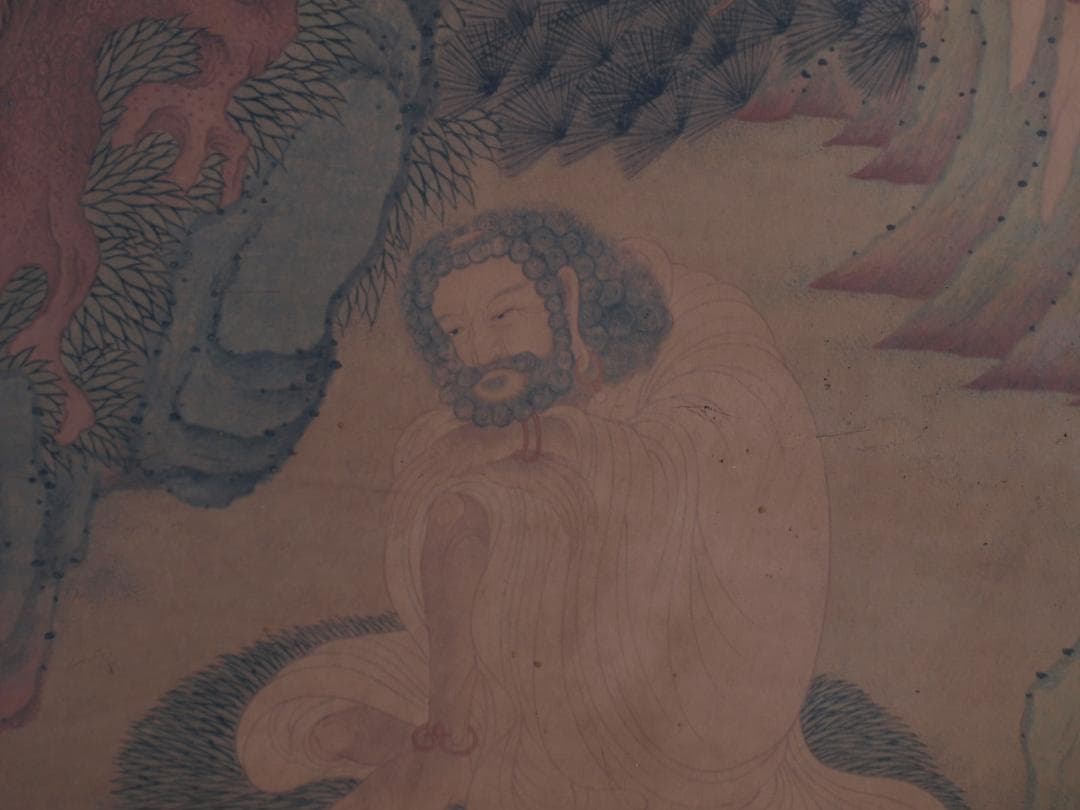 骨董市仕入れ品　中国清時代の掛軸　人物図　肉筆保証　 DE754A7-3