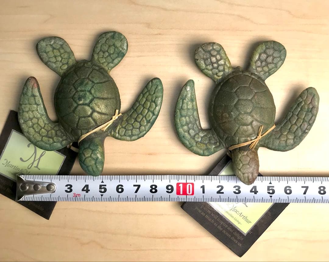 ハワイ島 ウミガメ オブジェ 陶器製 4本