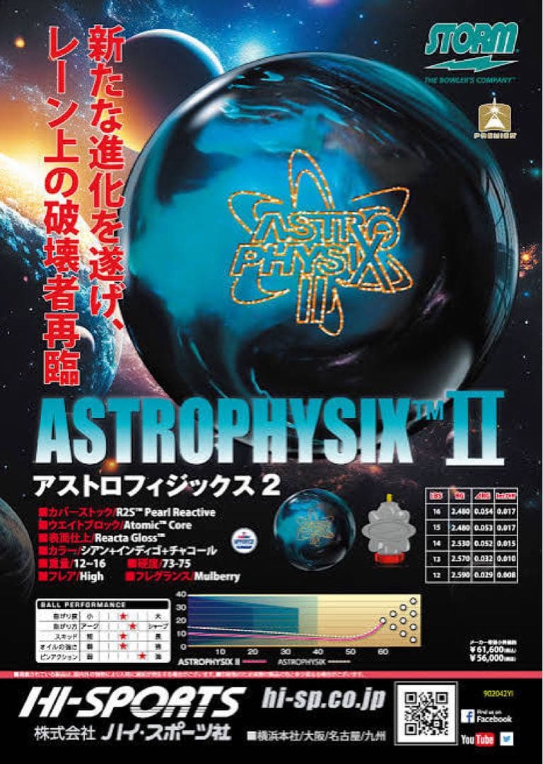 【プラグ済美品】アストロフィジックス2 ボウリングボール