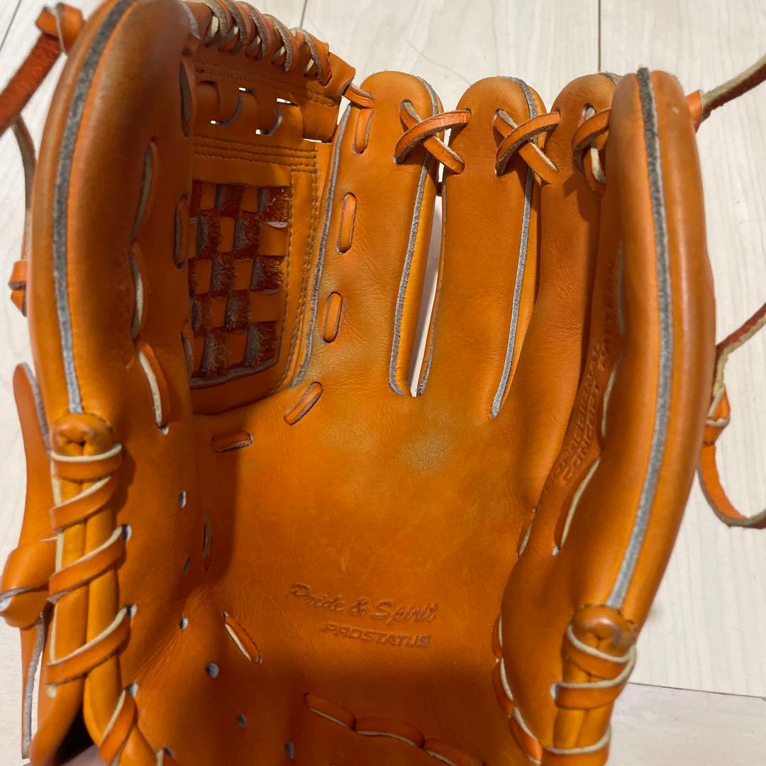 ゼット野球グローブ オレンジ レザー 編み込みスタイル　　　源田モデル