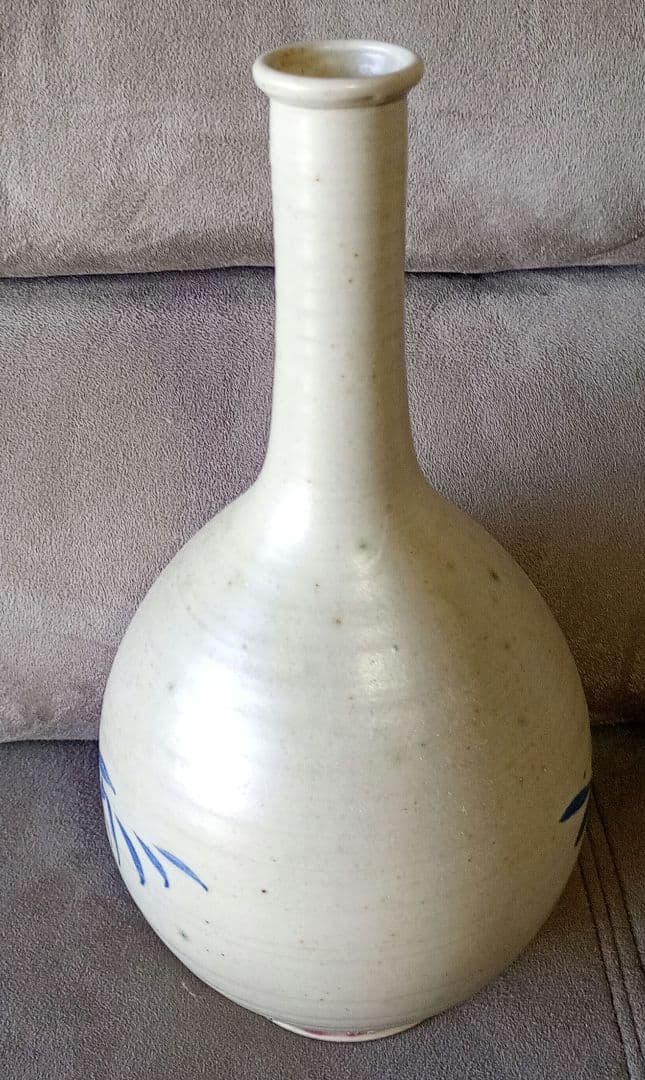 古伊万里　古染付 竹虎図 鶴首徳利　 花器 一輪挿し 時代物