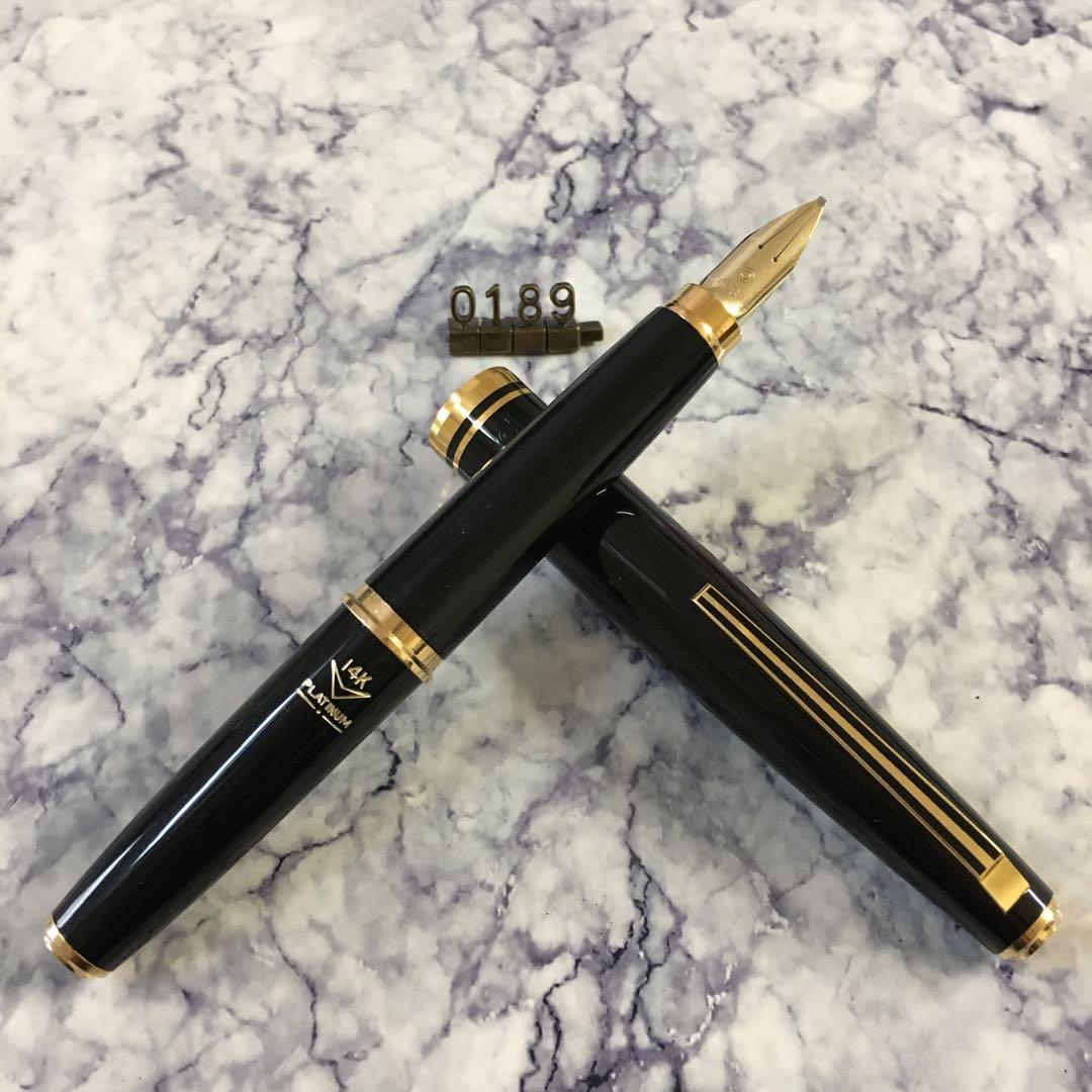 #0189 オーバーホール済み 万年筆 金使用量最大級　PLATINUM 14k