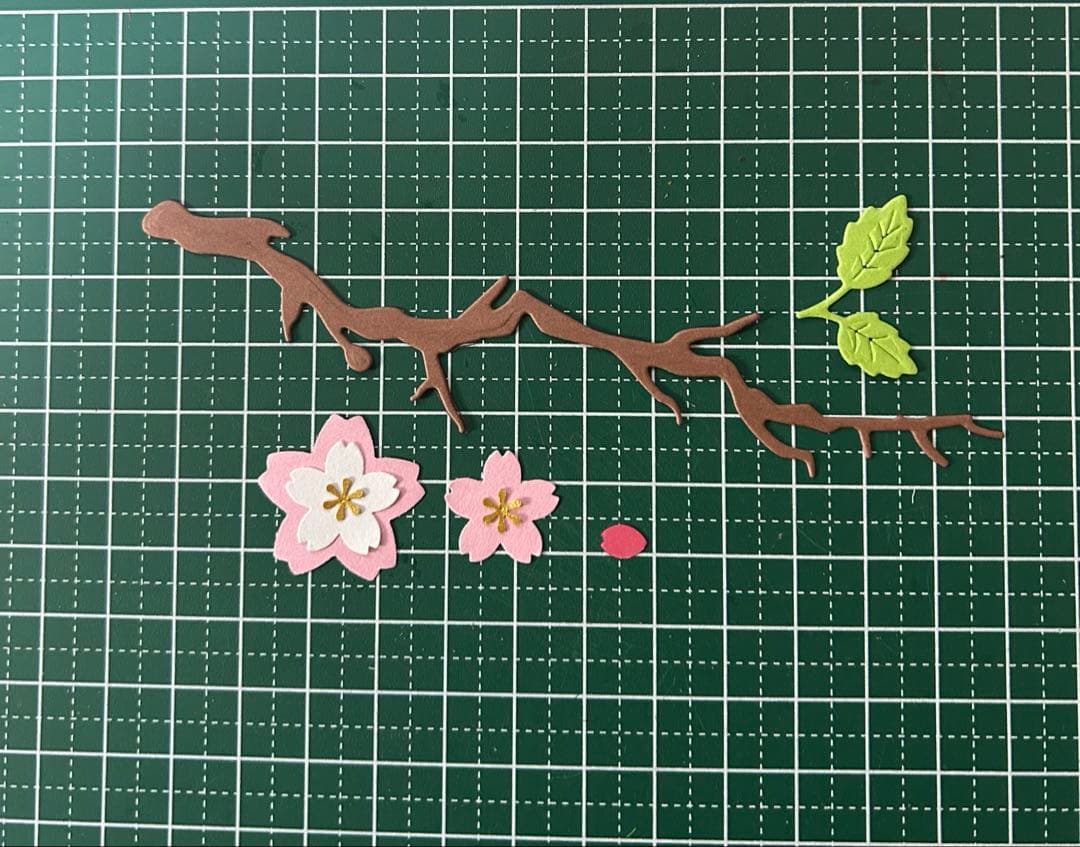 クラフトパンチ桜　ダイカット枝セット　ピンク系