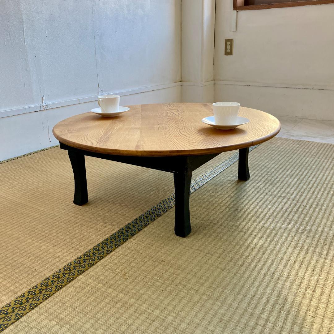 昭和レトロ ちゃぶ台 丸テーブル 無垢材 古民家 和家具 ローテーブル ②