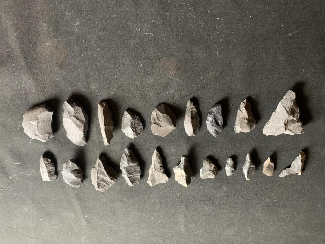 石器 矢尻 鏃 ヤジリ 小やじり20点 縄文時代 発掘地:京都府綴喜郡 492