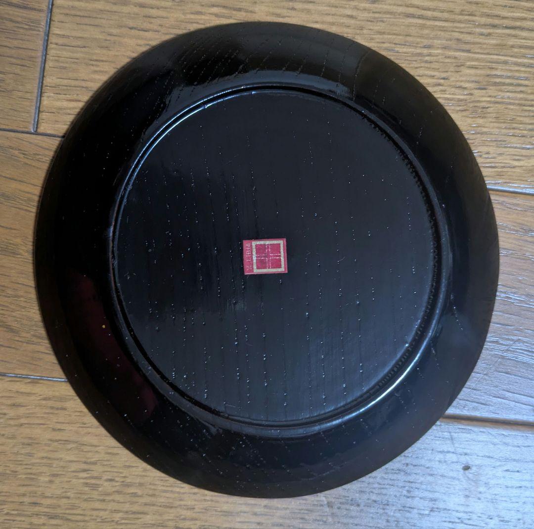【未使用】野田行作 漆器 金箔文黒蛇の目銘々皿　5枚セット