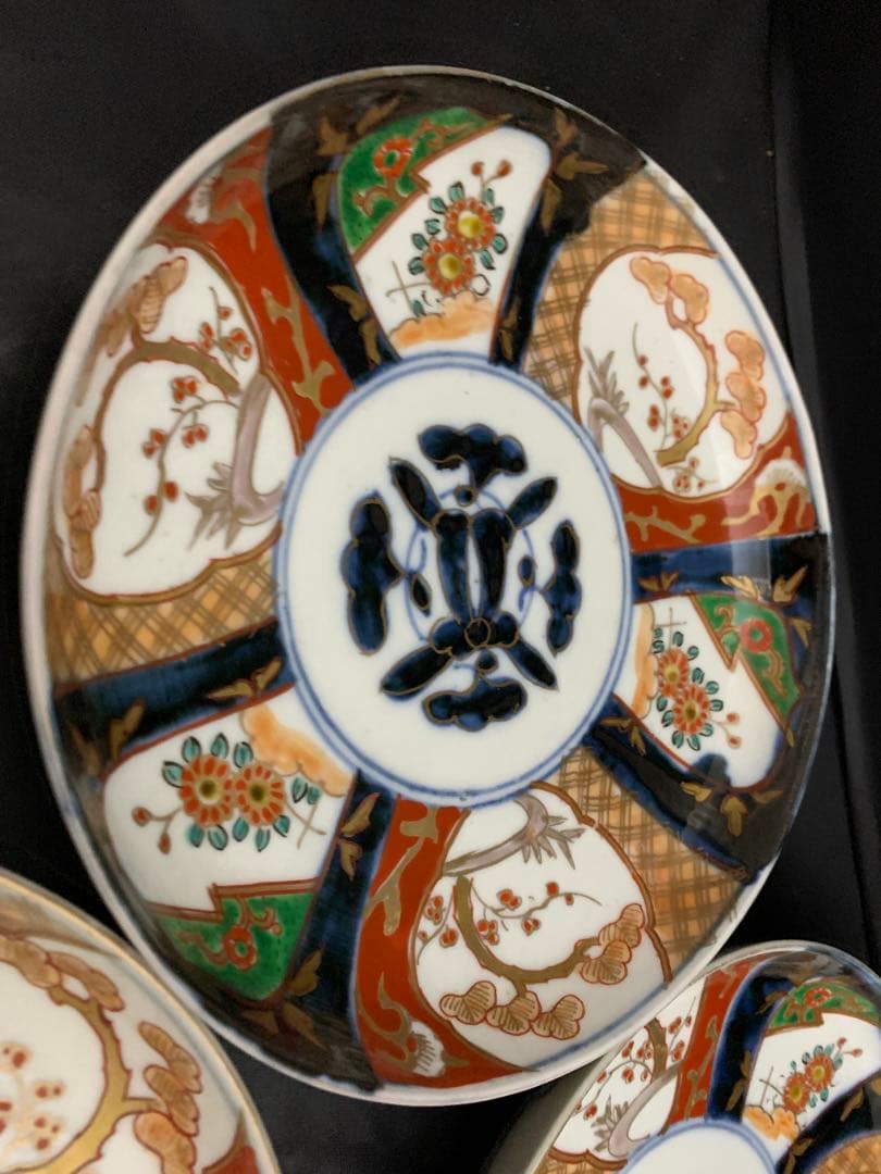 古伊万里　六寸皿　径18㎝　色絵金彩　器　5枚