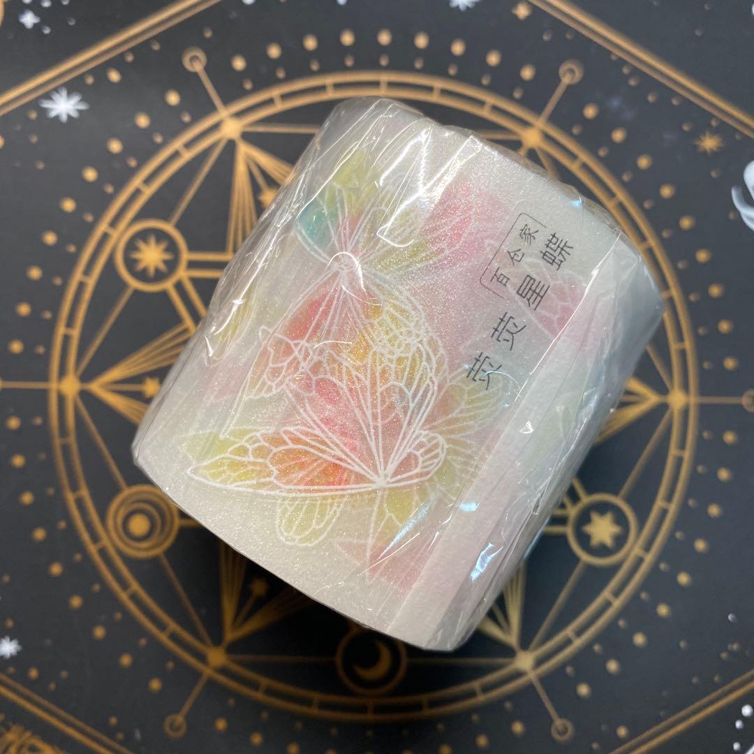 【9071】海外　マスキングテープ　6m巻　PETラメ加工+カッティング　蝶々