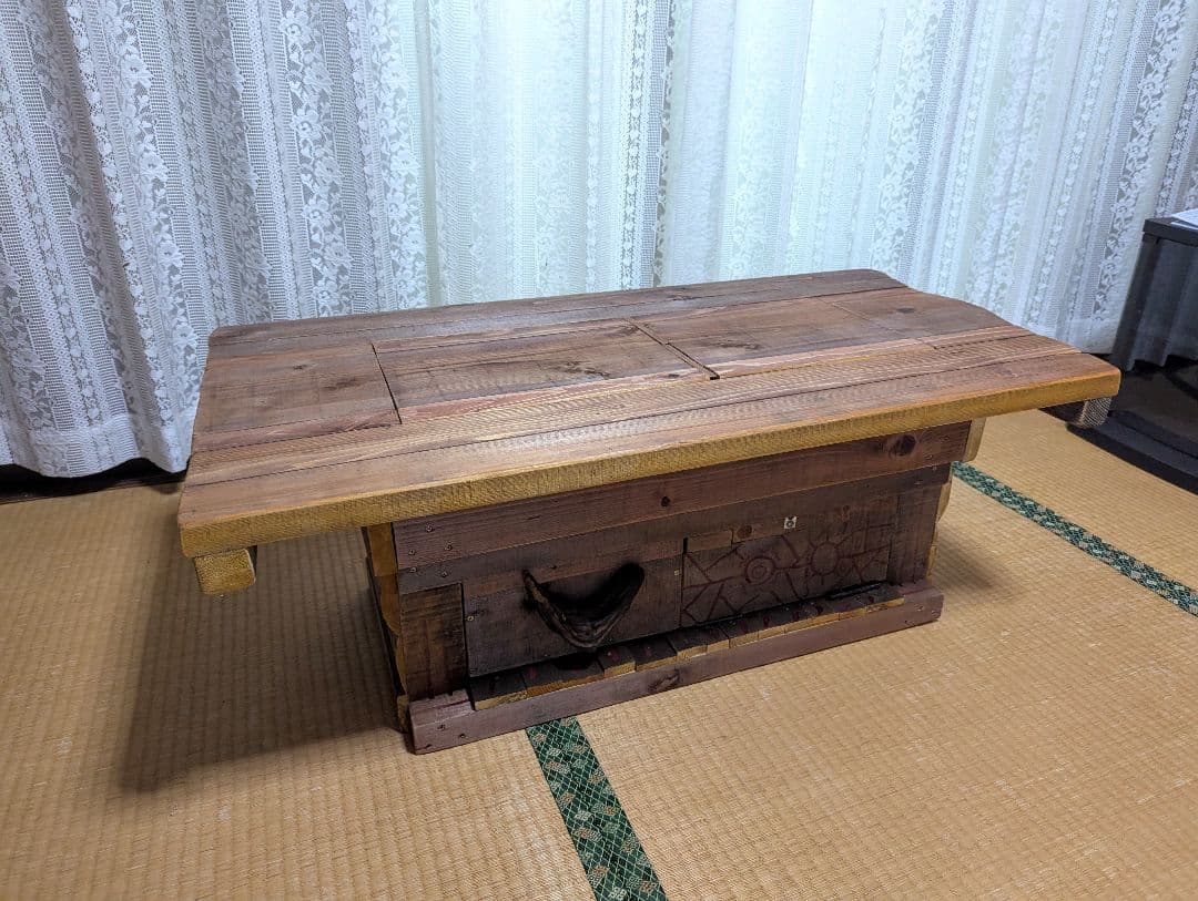 年中使える！蓋つき囲炉裏テーブル　色・サイズ注文可能　木製和風 収納・ダブル火鉢