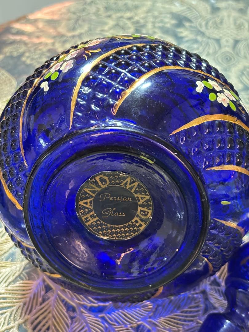 工芸品 BLUE ORIGINAL PERSIAN GLASS HAND MADE
