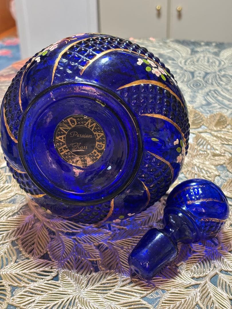 工芸品 BLUE ORIGINAL PERSIAN GLASS HAND MADE