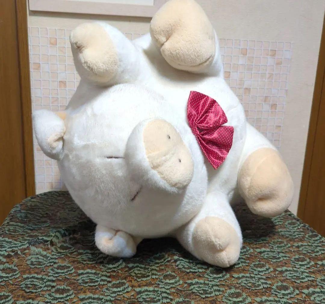 #白くてかわいいもの・heart&heart 豚のぬいぐるみ ナカジマ昭和レトロ