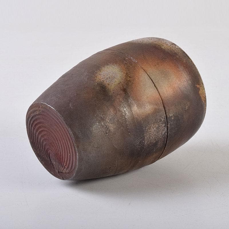 茶道具　備前焼　木村陶峰造　茶入　仕覆付　共箱　V　8750