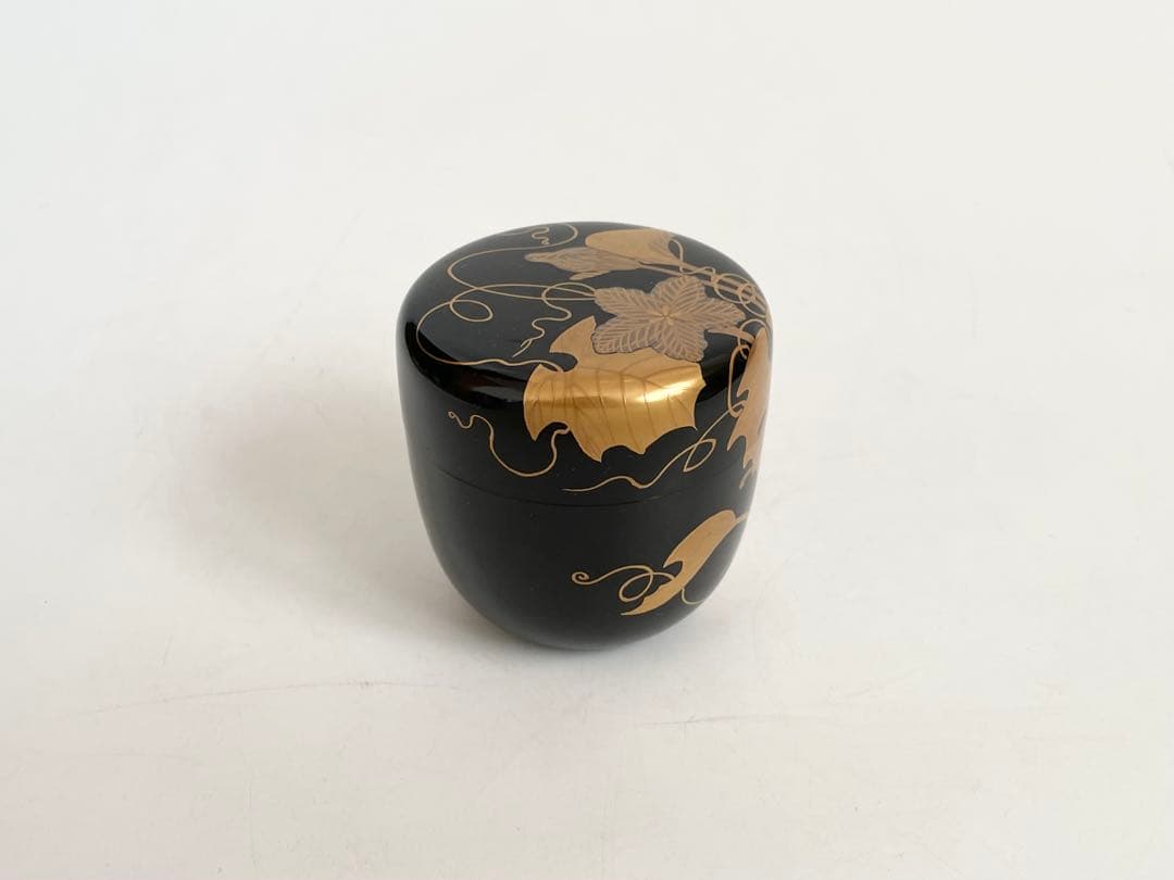 漆芸家　塗師　中谷博峰　夕顔蒔絵　利休棗　棗　茶入　共箱　茶道具